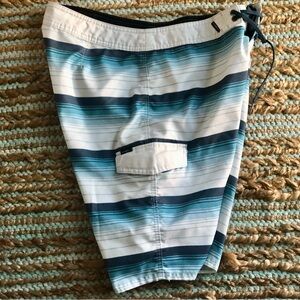 O’Neill Ocean Blue & White Stripe Board Shorts 32”
